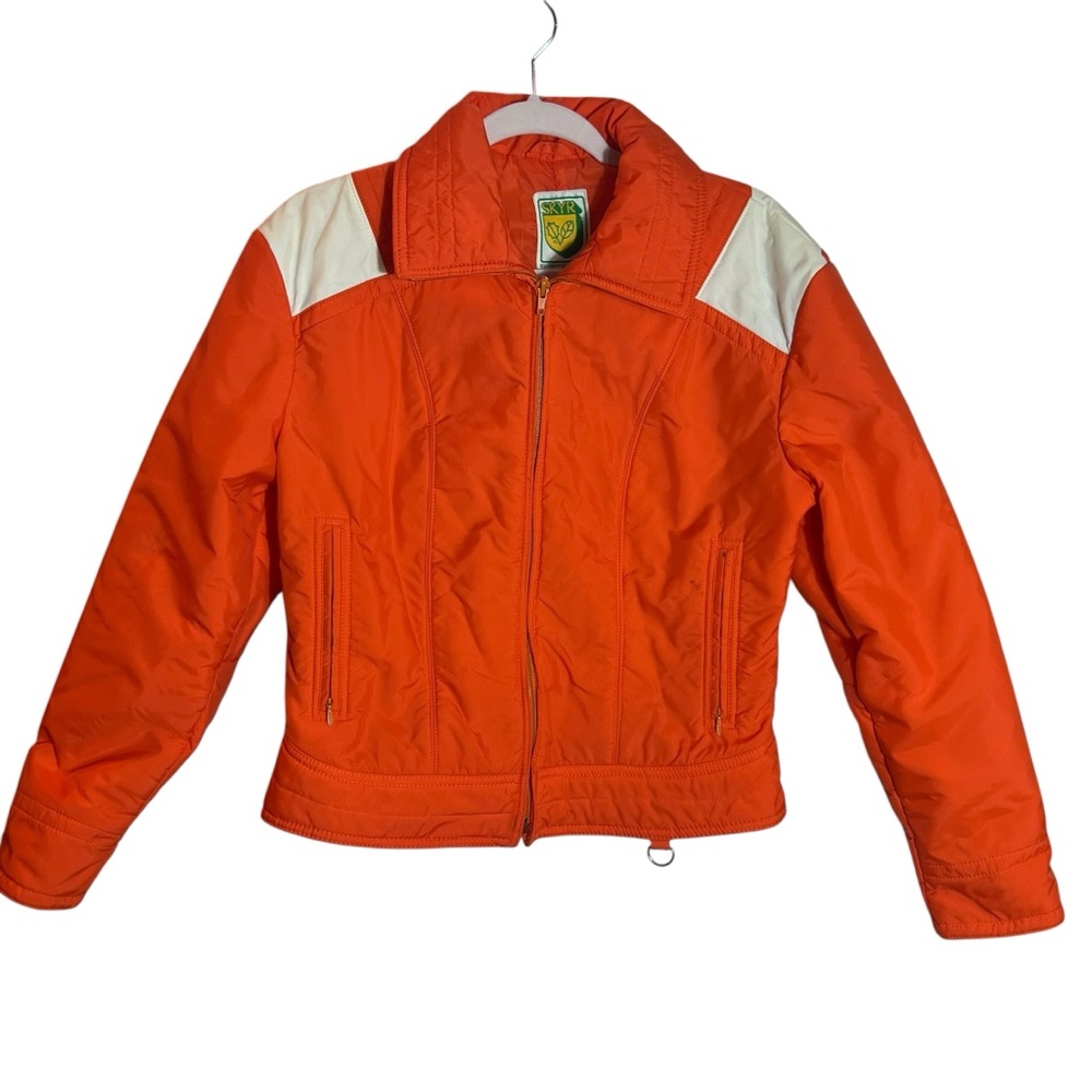 Vintage SKYR Colorblock Ski Jacket – Orange/White – Women’s M (approx.)